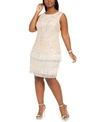 ADRIANNA PAPELL PLUS SIZE FRINGE COCKTAIL DRESS