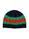 GUCCI WAVY WEB STRIPED BEANIE