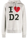 DSQUARED2 I LOVE D2 PRINTED HOODIE