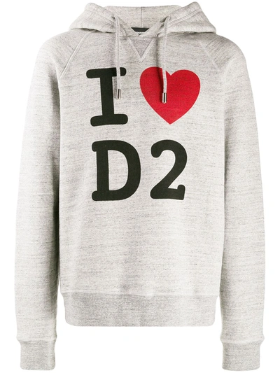 Dsquared2 Men's I Love D2 Graphic Hoodie In Grey