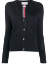 Thom Browne Intarsia-stripe V-neck Cardigan In Blue