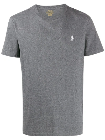 Polo Ralph Lauren Logo Embroidered Crew Neck T-shirt In Grey