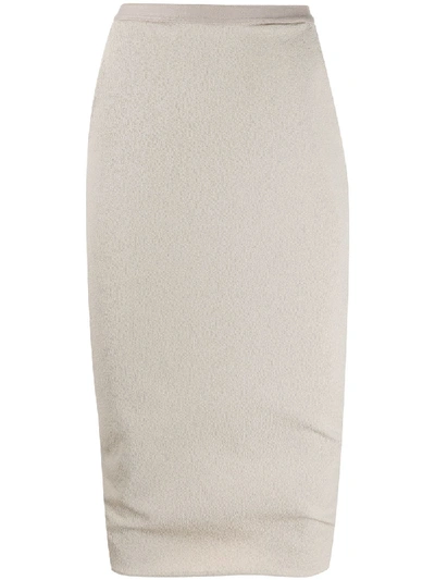 Rick Owens Geometric Panelled Pencil Skirt In Neutrals
