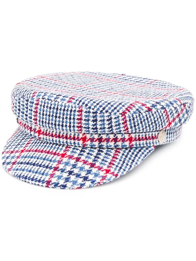 Manokhi Tartan Baker Boy Hat In 蓝色