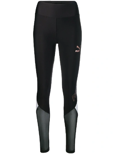 Puma Xtg Sheer Panel Leggings In Yellow
