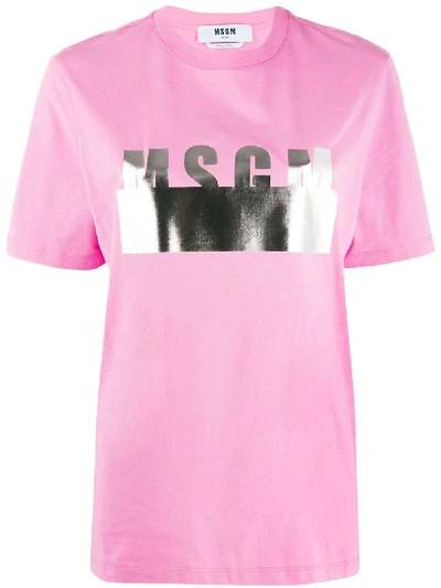 Msgm Logo T-shirt In Pink