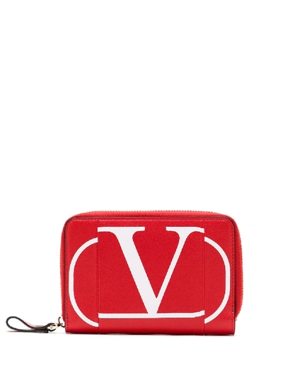 Valentino Garavani Vlogo Wallet In Red
