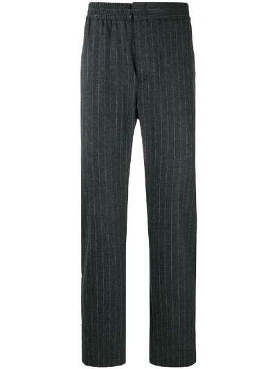 Sunspel Striped Straight-leg Trousers In Grey