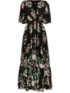 GIAMBATTISTA VALLI RUFFLED FLORAL PRINT MAXI DRESS