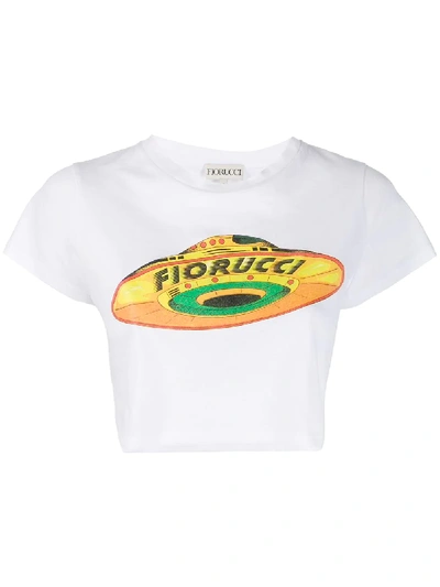 Fiorucci Flying Saucer Cropped T-shirt In White