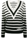 Valentino Striped Virgin Wool Sweater In Black