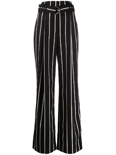 Proenza Schouler Striped Belted Trousers In Black