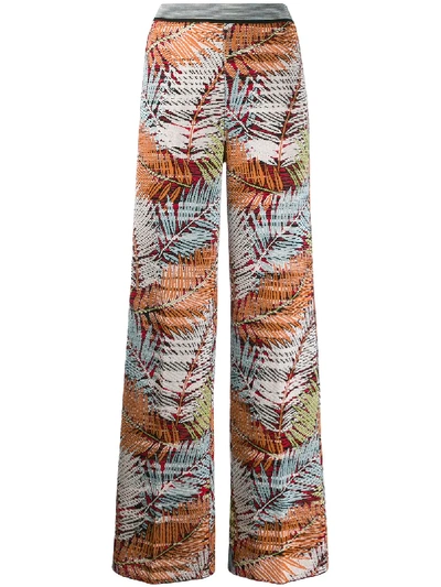 Missoni Embroidered Wide-leg Trousers In Red