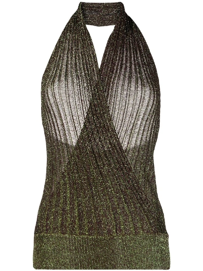 Missoni Halter-neck Knitted Top In Green