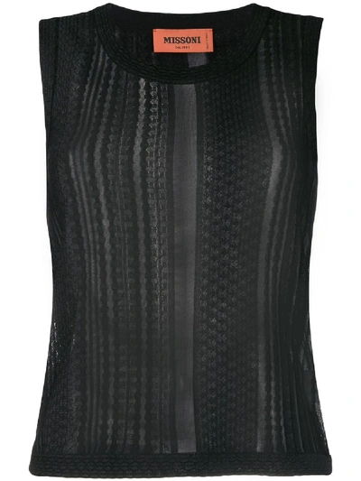Missoni Fine Knit Sheer Panel Waistcoat In Black
