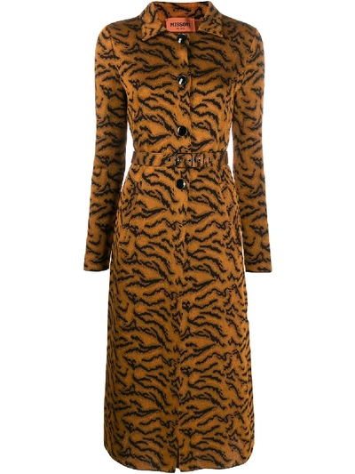 Missoni Animal-print Belted Coat In Brown