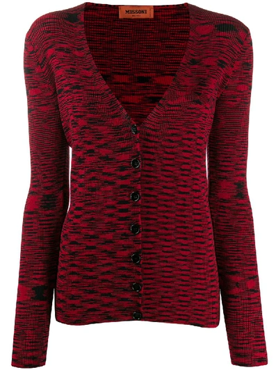 Missoni Abstract Knit Cardigan In Red