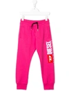 Diesel Kids' Logo Print Track Pants In Pink