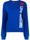 Love Moschino Logo Print Crewneck Sweatshirt In Blue