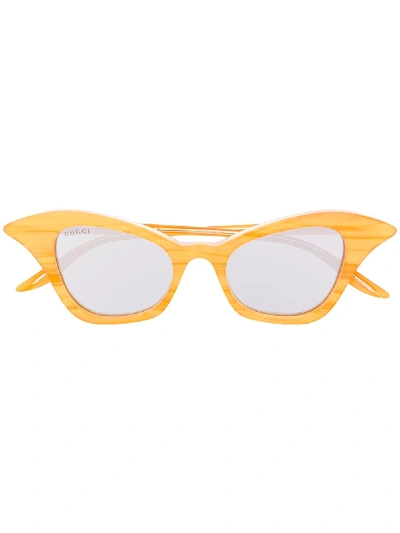 Gucci Curved Cat-eye Sunglasses In Yellow