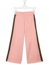 Fendi Teen Ff Motif Band Track Trousers In Pink / Beige