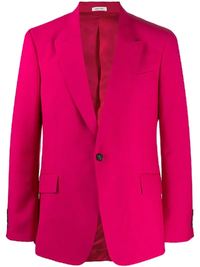 Alexander Mcqueen Single-breasted Wool-blend Crepe Suit Jacket In Fuchsia
