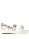 Toga White Buckles Flat Sandals In White