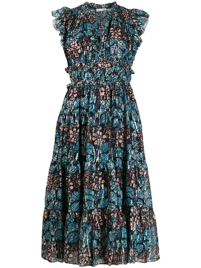 Ulla Johnson Abstract Print Midi Dress In Blue