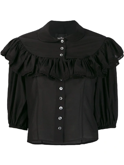 Marc Jacobs Ruffle Trim Blouse In Black