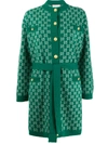 GUCCI GG PRINT BELTED CARDIGAN