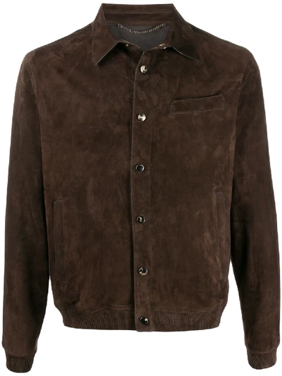 Ajmone Long Sleeve Shirt Jacket In Brown