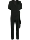 P.a.r.o.s.h Tapered Tie-waist Jumpsuit In Black