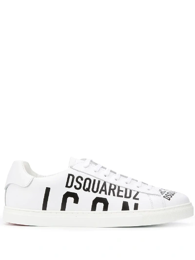 Dsquared2 Teen Icon Print Lace-up Trainers In White