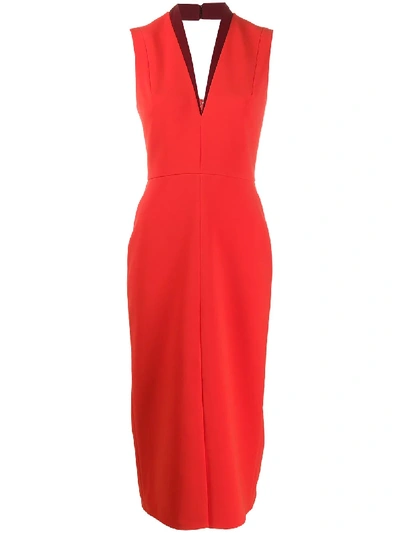 Victoria Beckham Women's Tux Sleeveless Crepe Fitted Dress In Red
