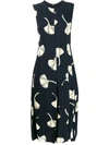 VICTORIA BECKHAM PLEAT PANEL FIT AND FLARE DRESS