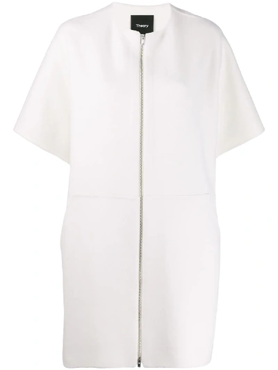 Theory Zipped Short-sleeved Coat In White