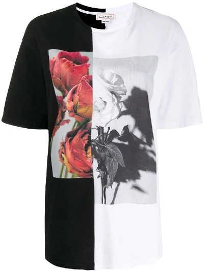 Alexander Mcqueen Rose-print T-shirt In White