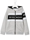 Givenchy Kids' Zipped Logo Hoodie In Grey