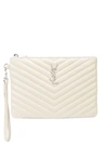 Saint Laurent Gesteppte Clutch Mit Monogramm In White