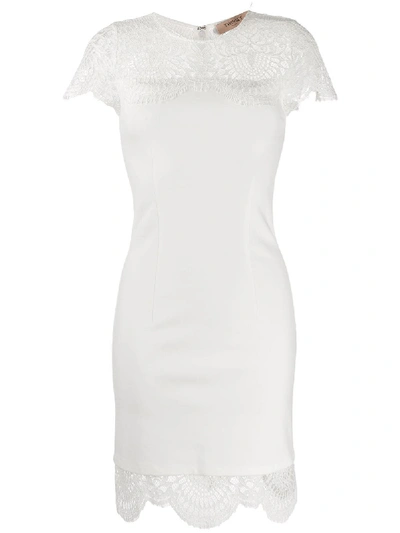 Twinset Lace Insert Dress In White