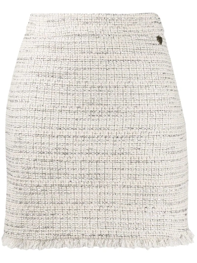 Twinset Lurex Inserts Mini Skirt In White In Neutrals