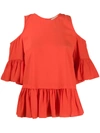 Twinset Ruffle Trim Top In Red