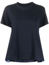 Sacai Pleated Sides T-shirt In Blue