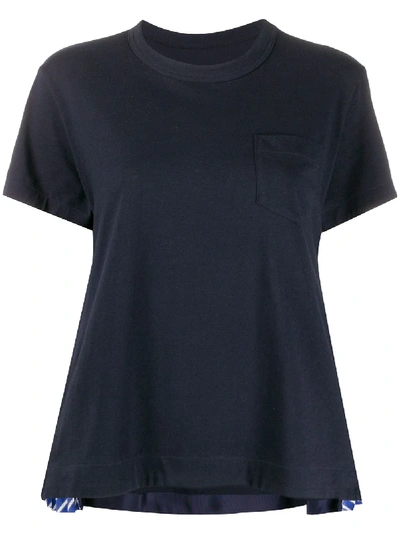 Sacai Pleated Sides T-shirt In Blue