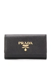 Prada Logo Plaque Key Holder In 黑色