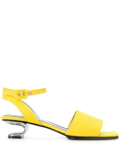 Nicole Saldaã±a Amanda Leather Sandals In Yellow