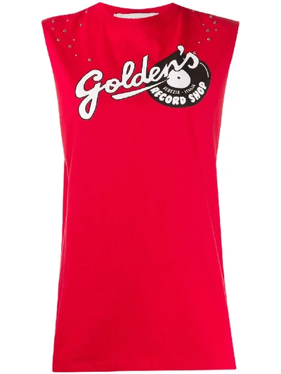 Golden Goose T-shirt W/s Crew Neck Golden Record In Red