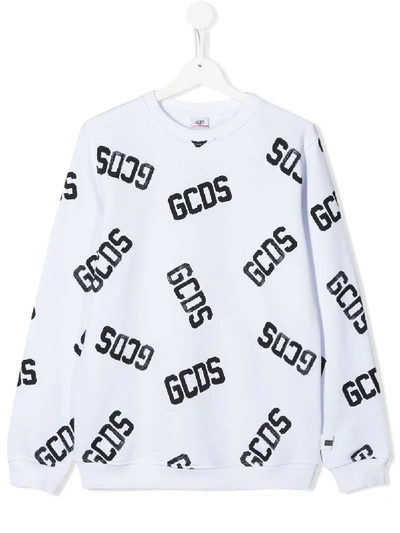 Gcds Kids' Logo Sweatshirt In White