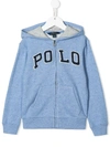 Ralph Lauren Kids' Logo Embroidered Zipped Hoodie In Blue