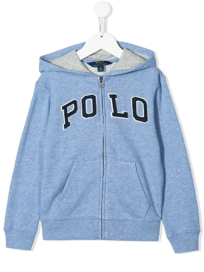 Polo Ralph Lauren Logo Embroidered Zipped Hoodie In Blue